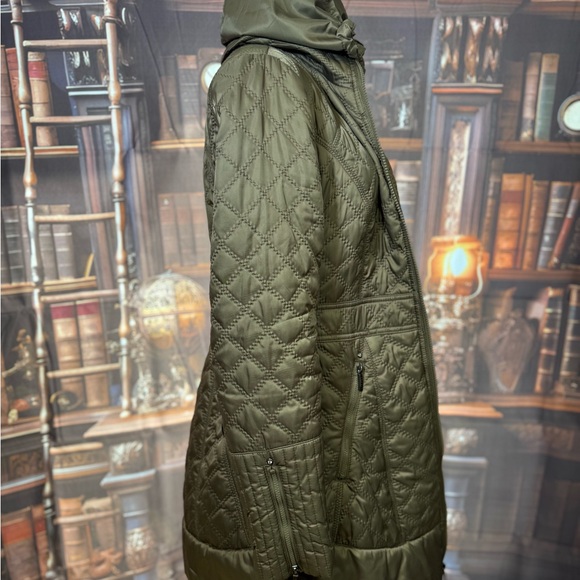 Laundry By Shelli Segal Quilted Hunter Green Puffer Coat‎ - Picture 3 of 10